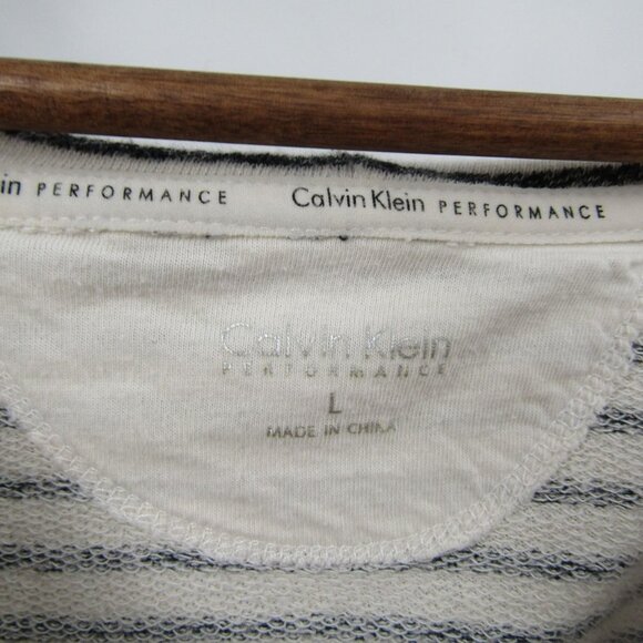 Calvin Klein Striped Hoodie Sweatshirt Womens Sz L Black/White Lightweight - Picture 7 of 10
